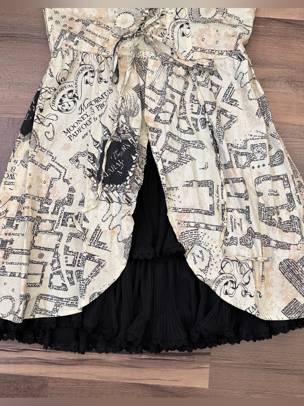 Harry Potter Marauder's Map Corset Back Square Neck Fit & Flare Dress Size M - Picture 14 of 16